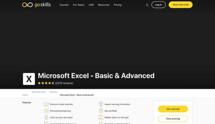 Goskills excel course
