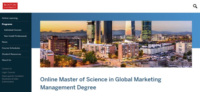 Boston University online marketing program