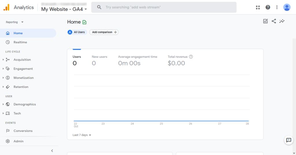 google analytics main screen