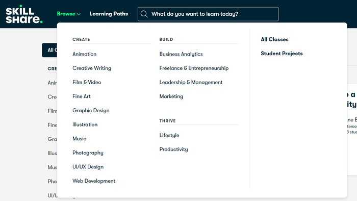 Best skillshare courses by category