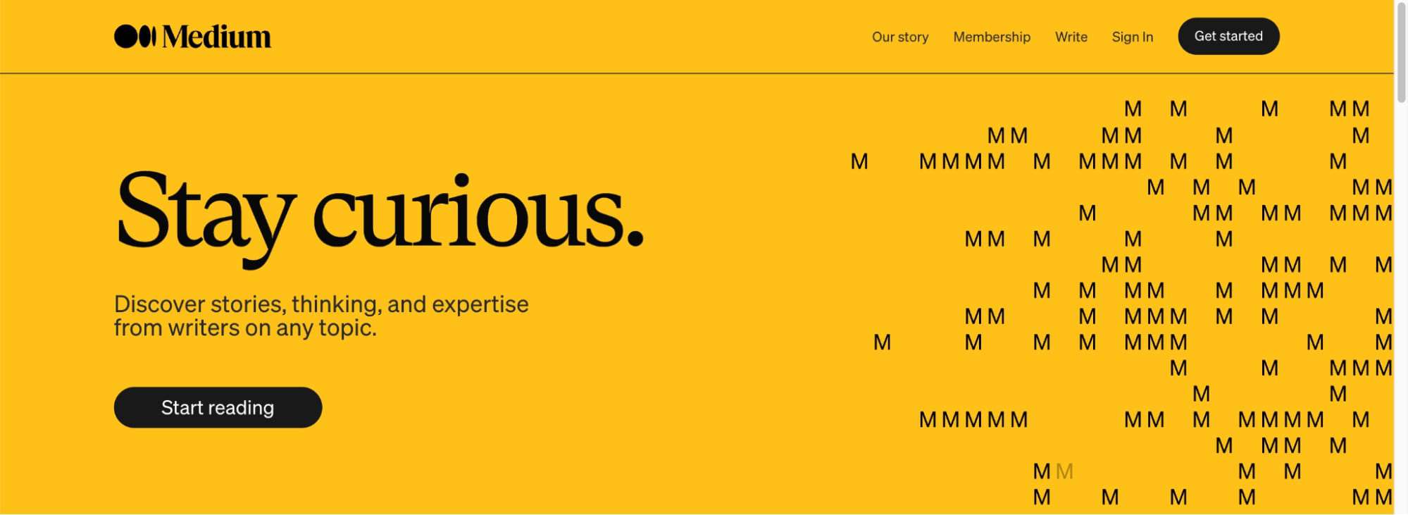 Medium homepage.