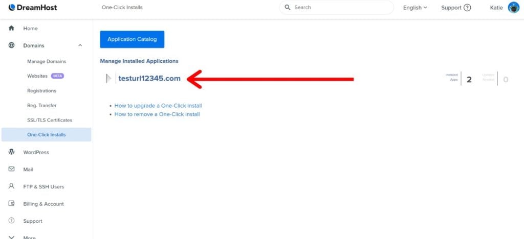 Click on the domain you’re installing phpBB